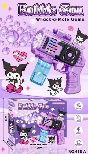 تفنگ حبابساز Kuromi مدل Bubble Gun | تفنگ حبابی برقی کودک با چراغ LED