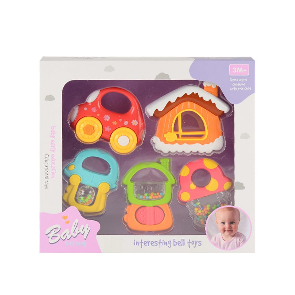 ست جغجغه نوزاد ۵ عددی آموزشی مدل Baby Bell Toys | اسباب بازی حسی نوزاد