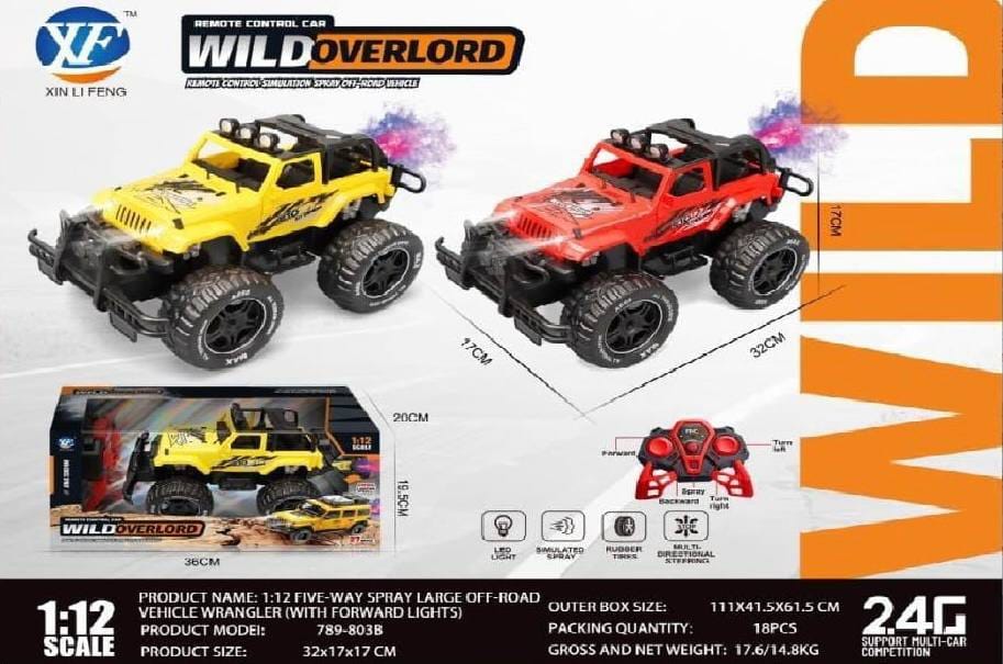 ماشین کنترلی آفرود دودزا 1:12 قرمز Wild Overlord مدل 789-803B