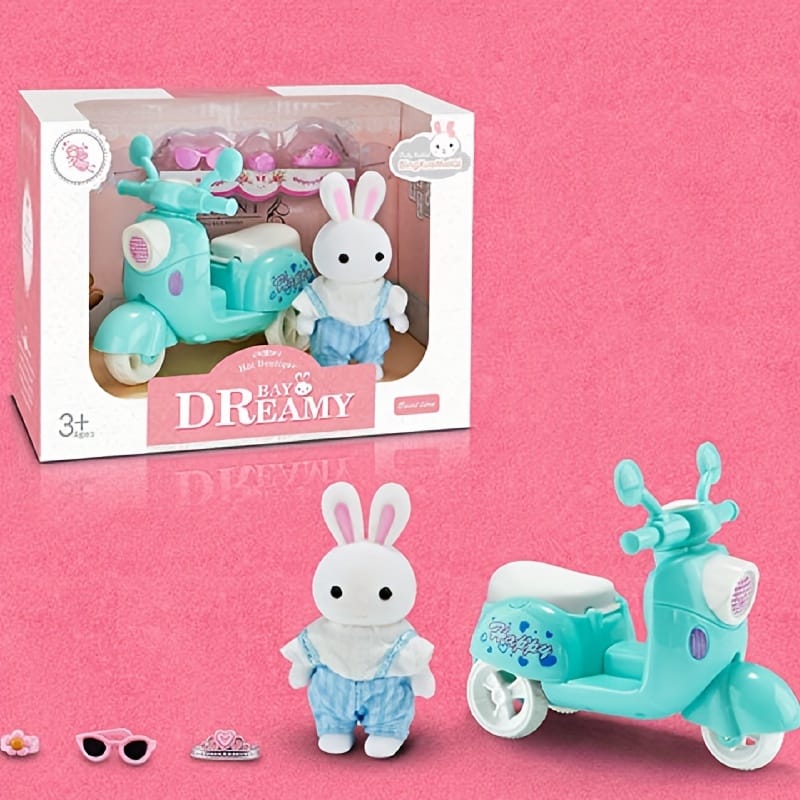 ست عروسک خرگوش با موتور وسپا مدل Dreamy Bay